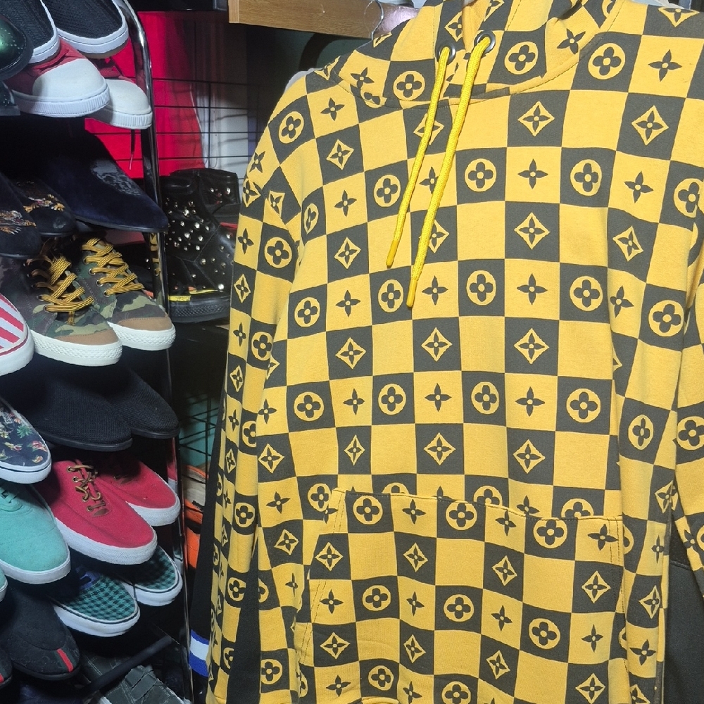 Robert Louis Yellow and Black Graphic Hoodie